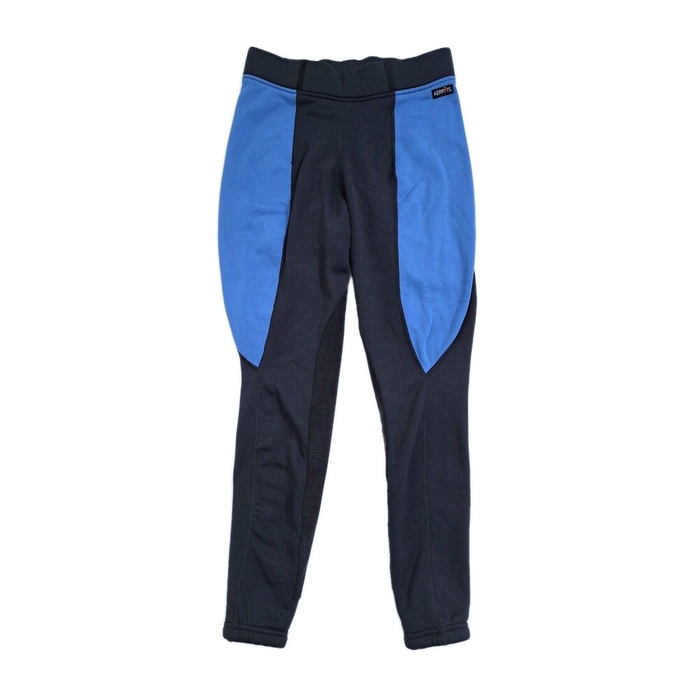 Kerrits Fleece Riding Tights Womens Large Blue Black Knee Patch Equestrian